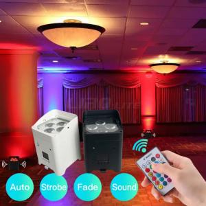 Cheap 4pcs 18w RGBWA-UV 6IN1 Battery Operated Uplighting Mobile WIFI APP IR Control for sale