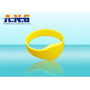 Yellow Flexible Rfid Silicone Bracelet Comfortable With 10 Years Endurance