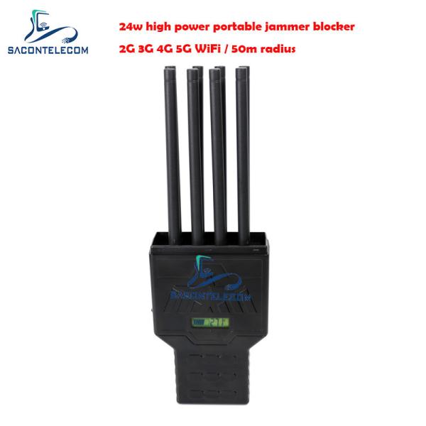 Quality 5G Portable Mobile Phone Signal Jammer 8 Channels 28w High Power 50m Radius wholesale
