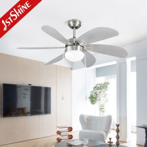 42 Inch 6 MDF Blades Modern Pull Chain Ceiling Fan With Light