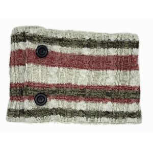 Melange Cable Fleece Layer Scarves Ladies Muffler Scarf With Button Decoration