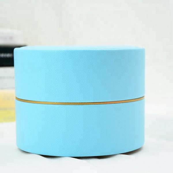 Quality Blue / Pink / Red Leather Jewelry Box With Custom Logo Empty Round Shape wholesale