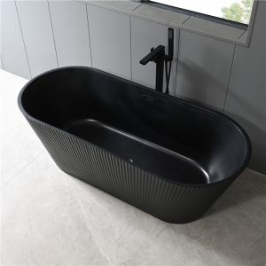 Modern Black Acrylic Drop In Bathtubs Embedded Soaking With Overflow 60 X 42