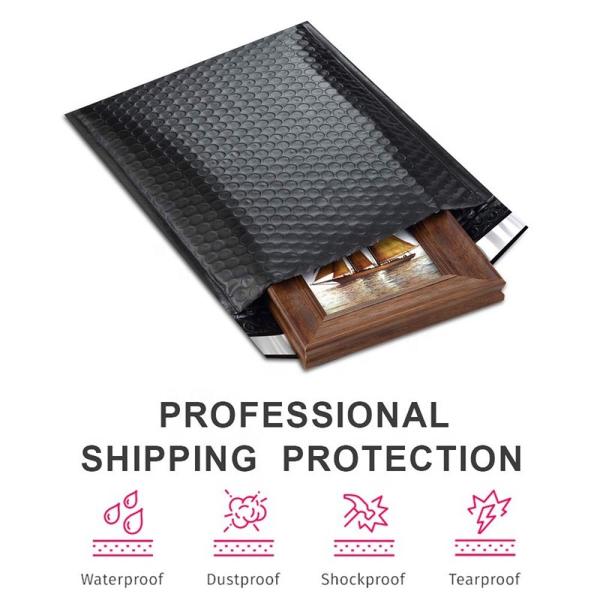 Quality Standard Large compostable Holographic Champagne Foil Custom Metallic Bubble Mailes Colored Hologram Padded Bubble Envel wholesale