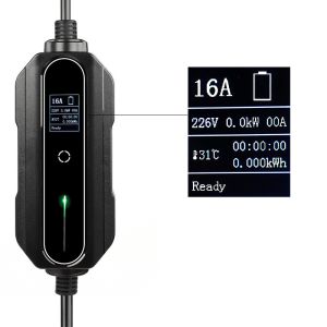 Type 1 To Schuko 16A Portable EV Charger With LCD Screen 230V