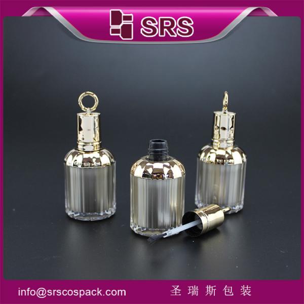 Quality SRS hot sale empty 8ml plastic birdcage shape nail gel bottle with cap and brush wholesale