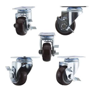 3 Inch Red Polyurethane Medium Duty Casters With Side Brake