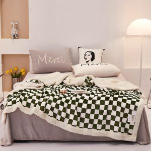 All-Season Checkerboard Pattern Blanket Warm and Fashionable Addition to Your