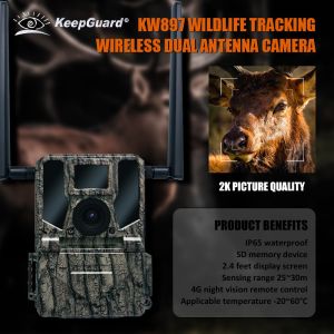 4G Wireless Trail Camera Hidden Camouflage KW897 with Dual Antennas Night Vision