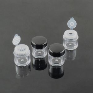 5ml 5 Grams 10 ml 10grams Clear Loose Powder Jar and Pot with Sifter Black White