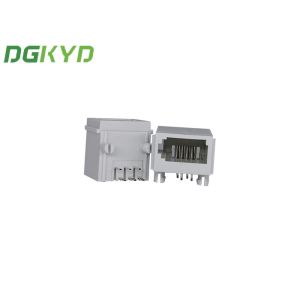 White Plastic Shell Mesh Jack 6p4c RJ11 Connector DIP PCB Mount