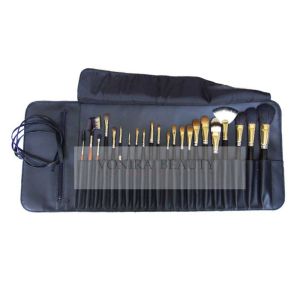 China 22Pcs Professional Makeup Brush Set Elegant Blue Roll Pouch With Belt Strap Closure on sale
