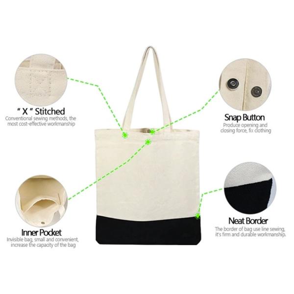 Quality 15oz Snap Button X Stitched Canvas Cotton Tote Bag wholesale