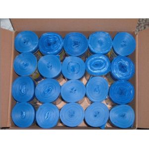 8 Gallon Beige Drawstring Kitchen Trash Bags Plastic White Clear Surface