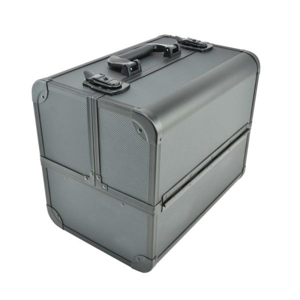 Quality Custom Professional Makeup Train Case , Black Portable Makeup Case wholesale