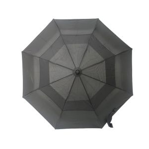 3 Fold Black Vented Auto Open Auto Close Umbrella Strong Windproof With LED In