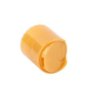 Golden Yellow Smooth Disc Top Cap Press Type PP Plastic Flip Top Caps For Cream