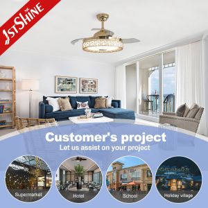 Lamp Body Material Metal 1stshine LED Ceiling Fan with RGB Lighting and Remote