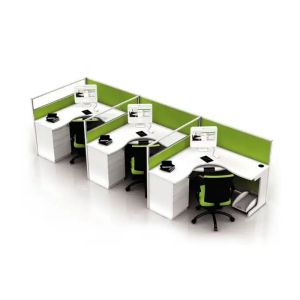 Green Modular 2 4 6 People Office Workstations Desk With Top Cabinet