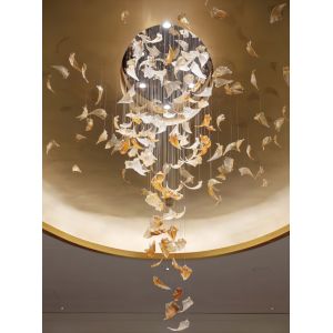 China Villa Duplex Staircase Living Room Creative Custom Chandelier Glass Petal Pendant Art Lamp on sale