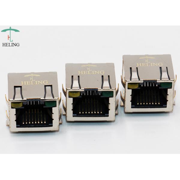 Quality R / A 50U" Gold Plating Contact Terminal RJ45 SMT Connector Single Port Shielded wholesale