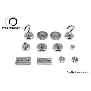 High Durability Permanent Pot Magnet , Strong Monopole Magnet With Hook