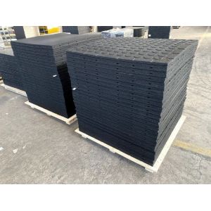 Cheap 100*100cm Gym Weightlifting Area Sound Reduction Black Recycled Rubber Flooring Tiles with Different Color EPDM Dots for sale
