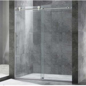 China 3/8 Inch Full Frameless Shower Glass Design with Smooth Big Rollers on sale