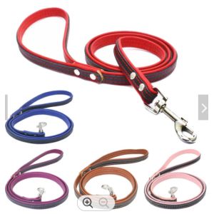 Adjustable PU Leather Dog Collars Custom Pet Collar Leash