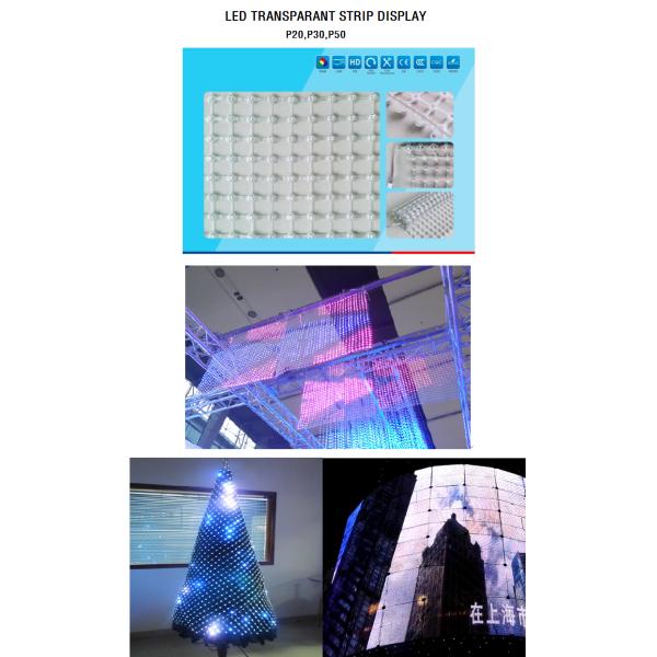 transparent full color outdoor flexible led strip curtain video display