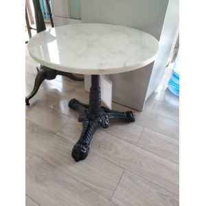 Black Modern Side Metal Table Legs Diameter 3" Column With White Marble Top
