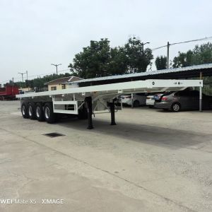 4 Axle 40FT-80FT Customizable Deck Flatbed Semi Trailer For Container Transporta