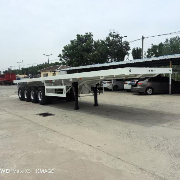 4 Axle 40FT-80FT Customizable Deck Flatbed Semi Trailer For Container Transporta