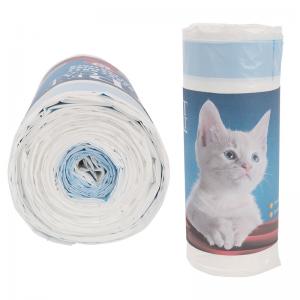 Cheap Biodegradable Drawstring Cat Litter Box Liner , 0.013-0.015mm Cat Litter Waste Bags for sale