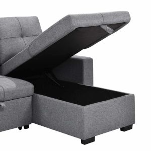 L-Shaped Reversible Sectional Sleeper Sofa with Pull-Out Bed and Storage,Gray