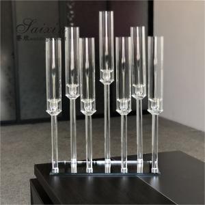 China 7 Arms Crystal Taper Candle Holders Event Table Decorations With Glass Tubes 50cmx70cm on sale