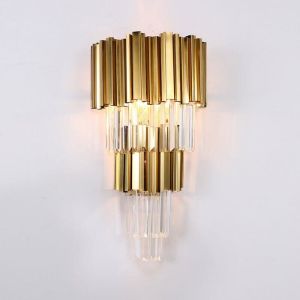 Cheap E14*3 E14*2 Gold Finish And Crystal Wall Lamp Sconces 6500K 4000K For Home Indoors for sale