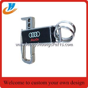 Cheap Leather keychain bottle opener,metal bottle opener with custom car logo for sale