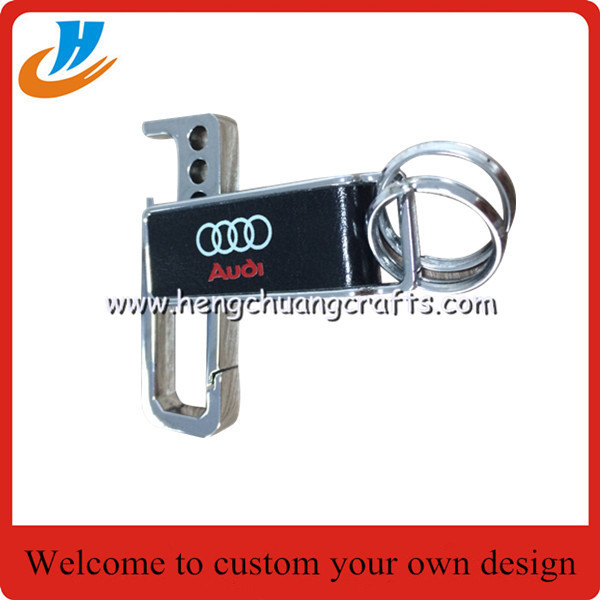 Quality Leather keychain bottle opener,metal bottle opener with custom car logo wholesale