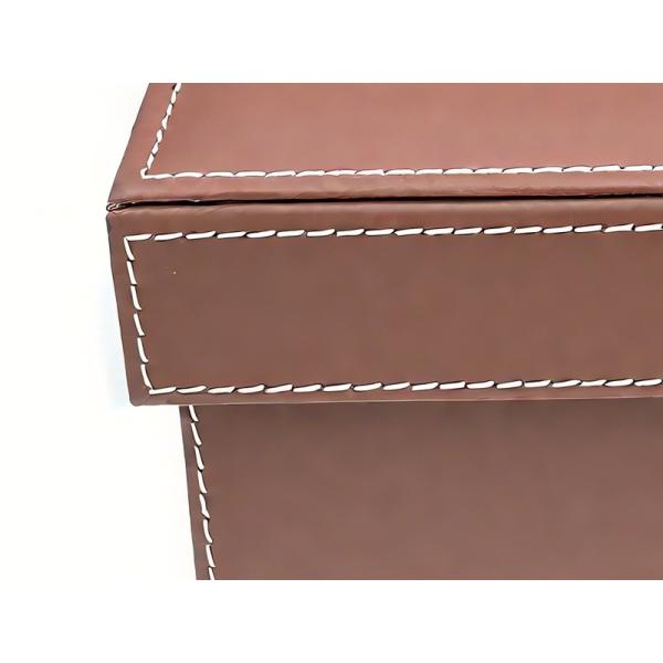 Durable MDF Frame Brown Leather Look Storage Boxes With Lids Versatile Organizer