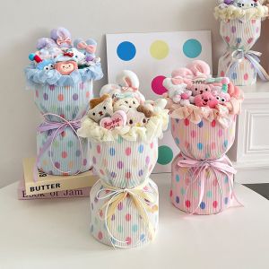 China Plush and Beautiful Dopamine Dot Fabric Finished Bouquet Soap Rose Flower Valentine's Day Gift for Girlfriend on sale