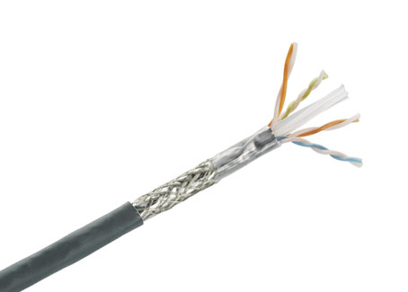 Cat5e SFTP Cable, Solid Bare Copper Shielded Twisted Pair Ethernet Lan Cable