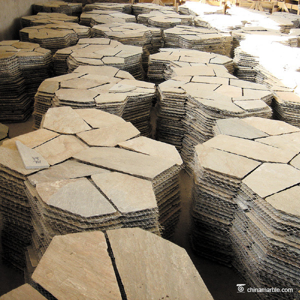 Quality Natural stone High Hardness Natural Slate Meshed Flagstone Paver Tile For Landscape / Garden wholesale