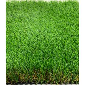 4 Tones Color Green With Brown Garden Artificial Grass Turf UV Resistant