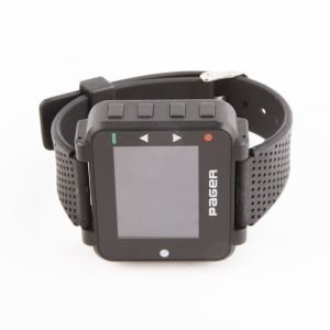 Customize alphanumeric wireless wrist watch pager and call bell button for guest