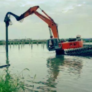 10M Excavator Mounted Pile Driver In Hard Soil Condition