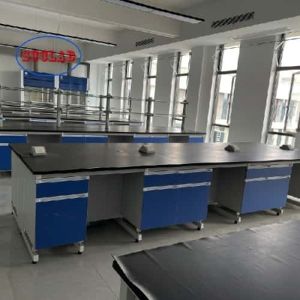 Wooden Lab Workbench with Shelves Made in for a Functional and Well-Designed