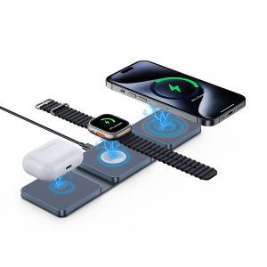 Compact Foldable Wireless Travel Charger with Qi Wireless Charging
