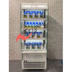 Cheap Curved Glass Slim Open Refrigerated Display Case 3 Shelves With LED Light for sale