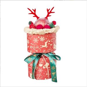 Flower Shop Gift Wrapping Paper with Santa Claus and Snowman Design on